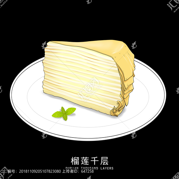 榴蓮千層手繪素材