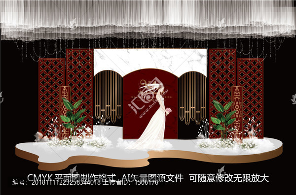 紅白色婚禮背景