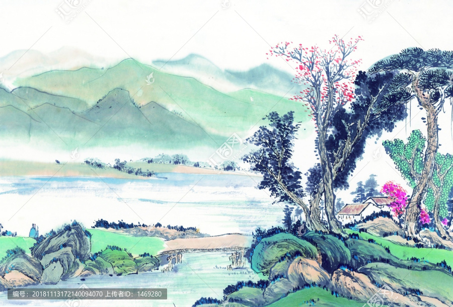 國畫水墨山水畫