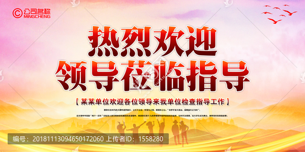 熱烈歡迎領導蒞臨指導背景海報
