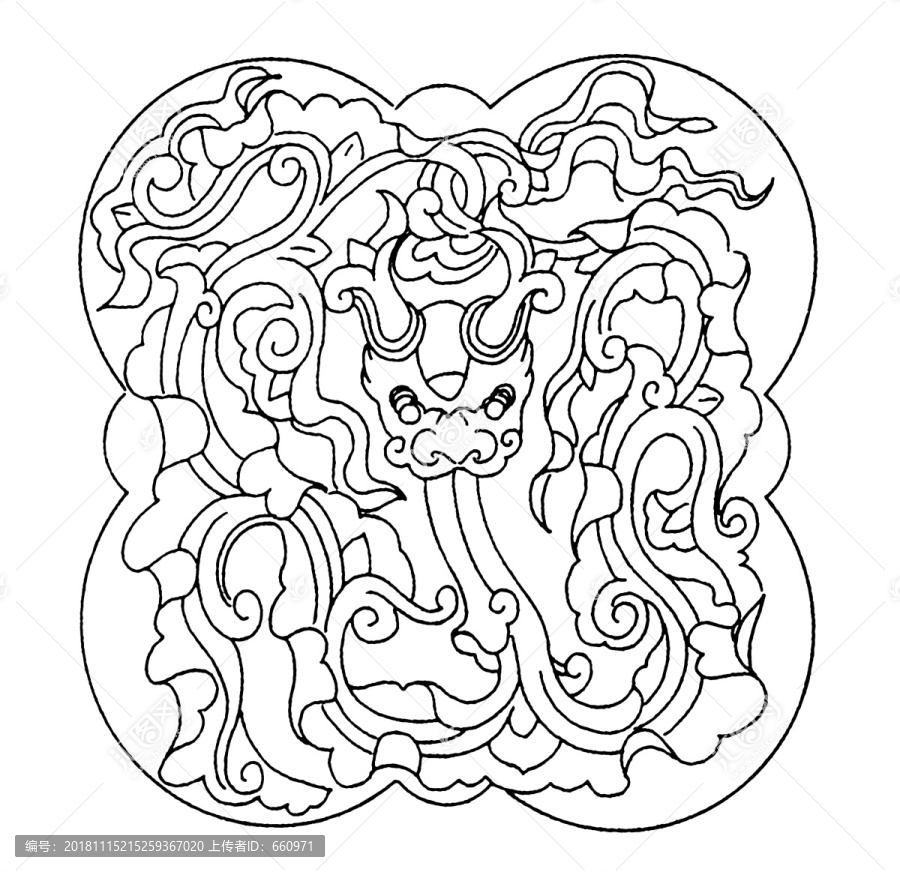 卷草龍紋
