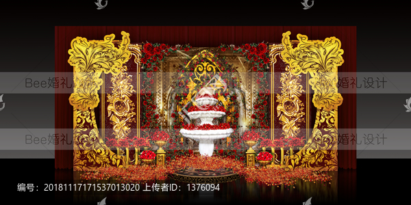 紅金歐式婚禮迎賓區(qū)