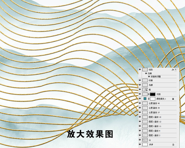 新中式水墨山背景墙