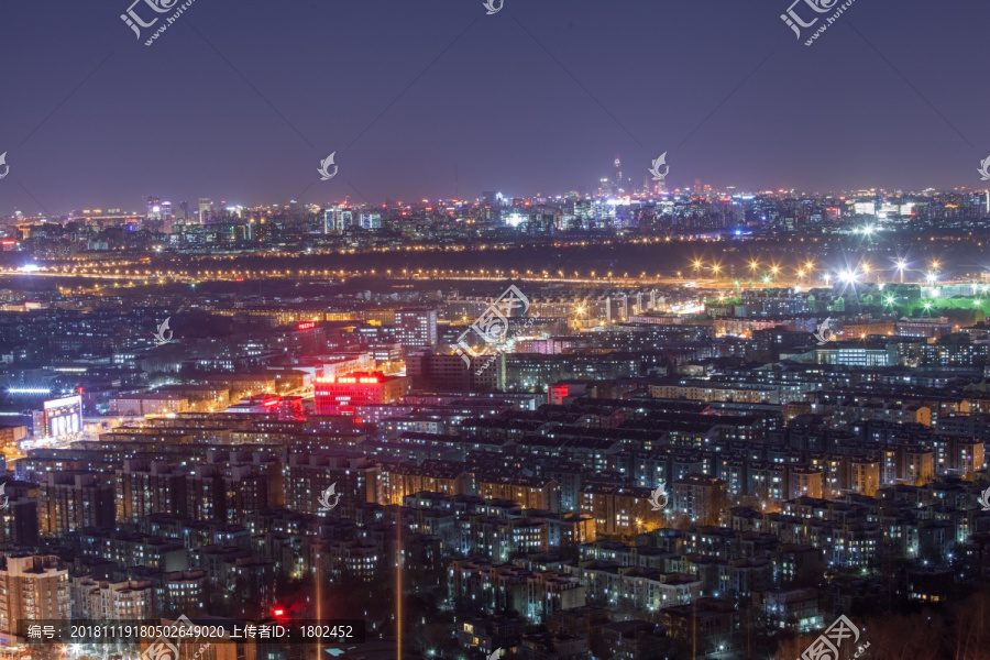 俯瞰北京城市夜晚