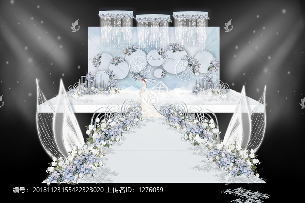 冰藍(lán)色浪漫夢(mèng)幻婚禮舞臺(tái)效果