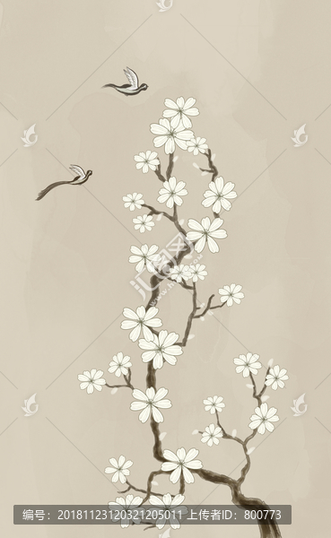 手繪簡約花鳥畫