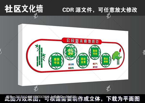 公民基本道德规范文化墙宣展板