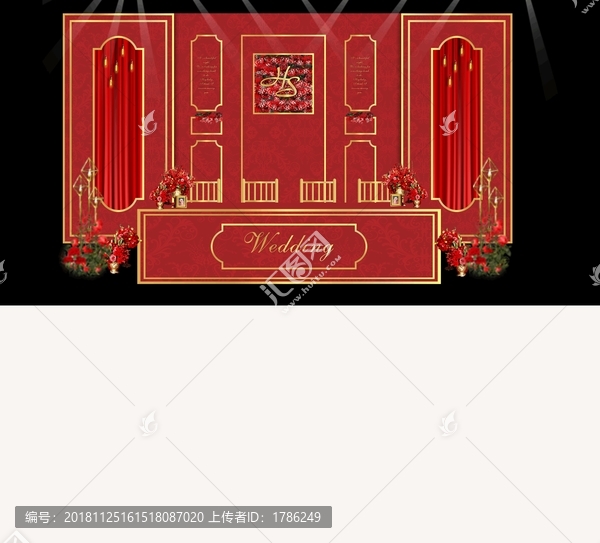 紅金色婚禮簽到背景
