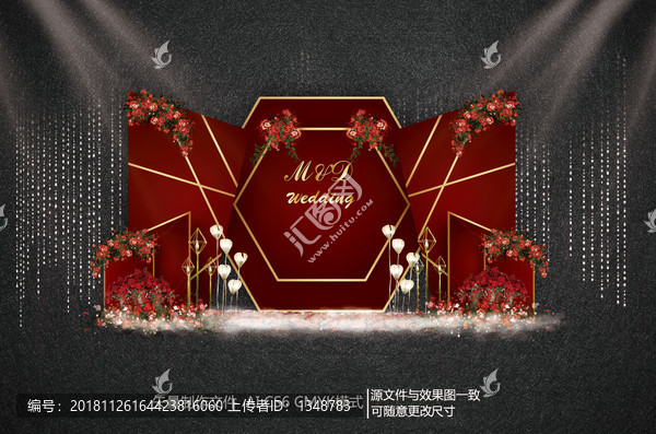 紅色主題婚禮合影區(qū)