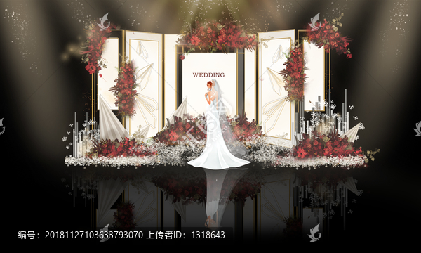 紅白色婚禮迎賓區(qū)