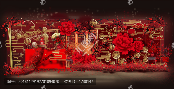 紅色新中式婚禮效果圖
