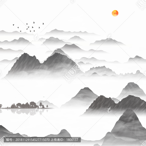 簡(jiǎn)約寫意水墨山水畫