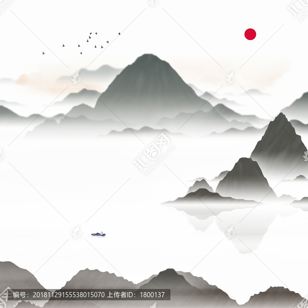簡約寫意水墨山水畫