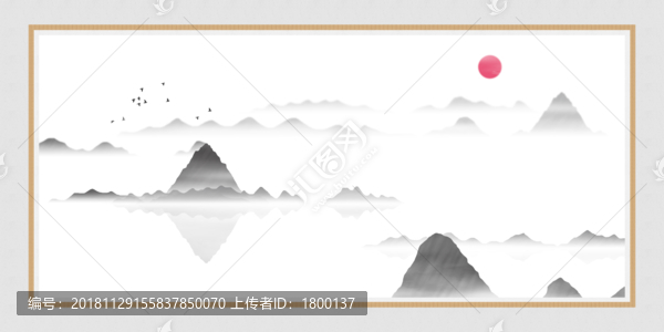 簡約寫意水墨山水畫