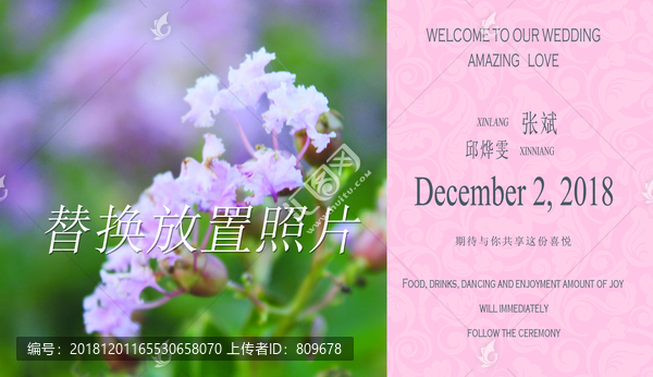 粉色婚禮迎賓區(qū)照片墻背景設(shè)計