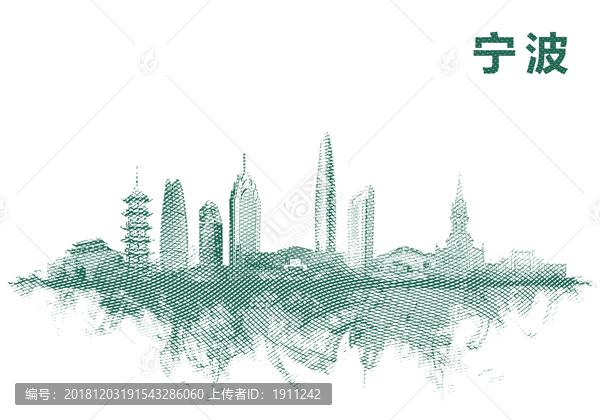 寧波地標(biāo)設(shè)計(jì)水彩手繪地標(biāo)