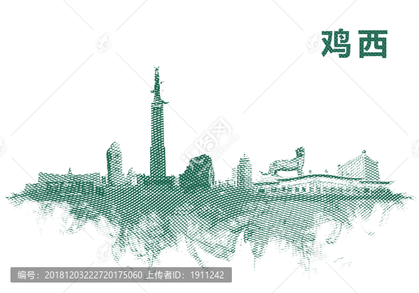 雞西地標雞西水彩