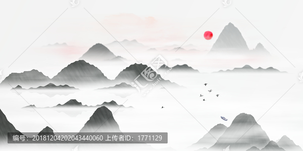 寫意中國(guó)山水無(wú)框畫