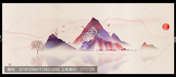 風(fēng)水清雅風(fēng)景畫寫意山水畫