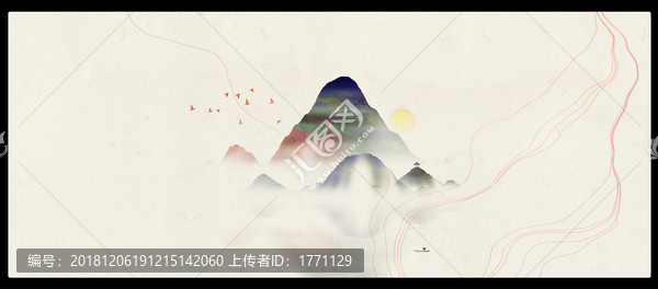 創(chuàng)意水彩畫山峰山水畫
