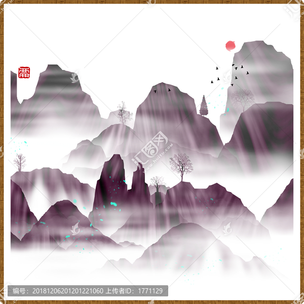 創(chuàng)意水彩畫山峰山水畫