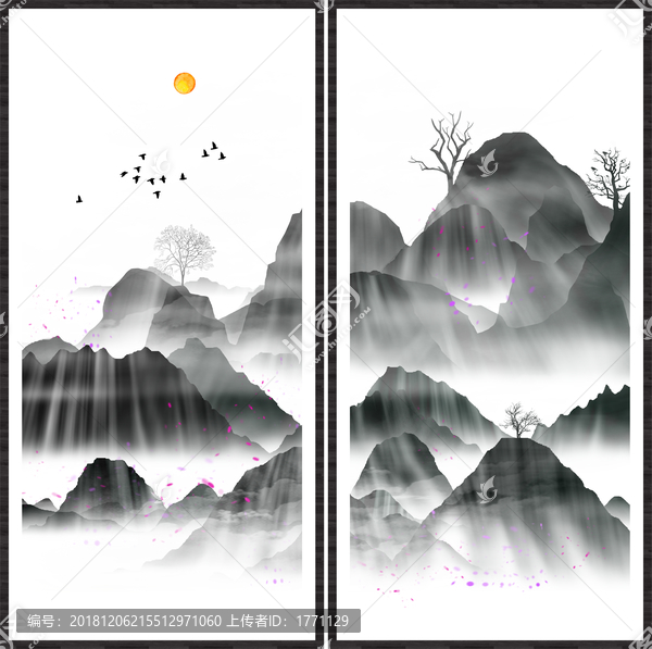 玄關(guān)禪意屏風(fēng)畫寫意水墨畫