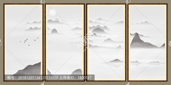 過(guò)道清雅風(fēng)景畫(huà)水墨山水畫(huà)