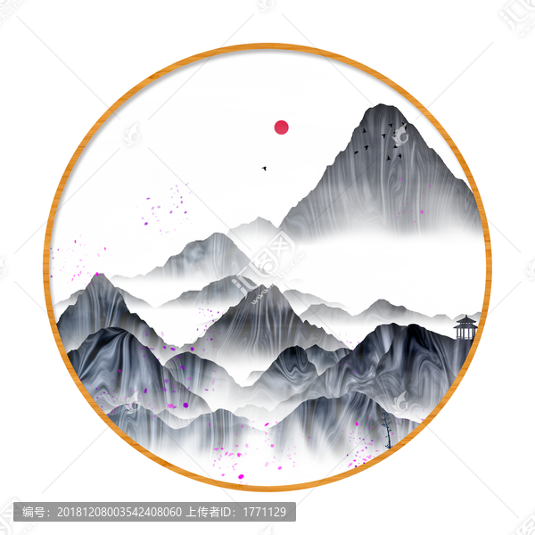 玄關(guān)禪意屏風(fēng)畫云霧山水畫