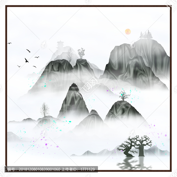 現(xiàn)代清雅風景畫寫意水墨畫