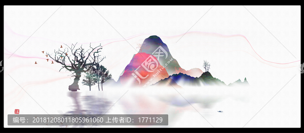 現(xiàn)代清雅風(fēng)景畫寫意水墨畫