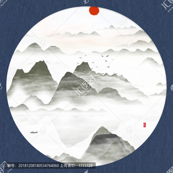 書房禪意屏風(fēng)畫家居山水畫