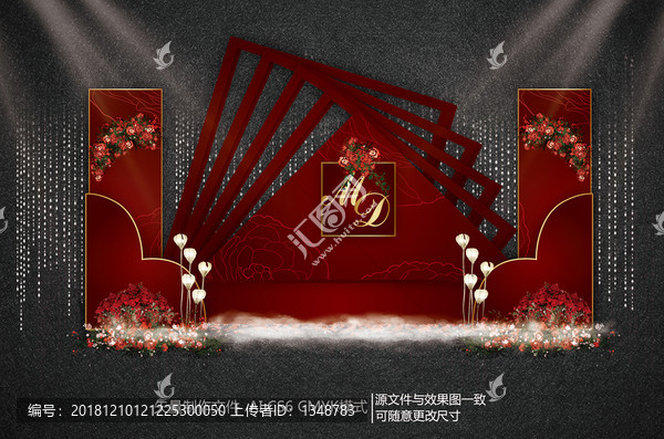 歐式紅色婚禮合影區(qū)