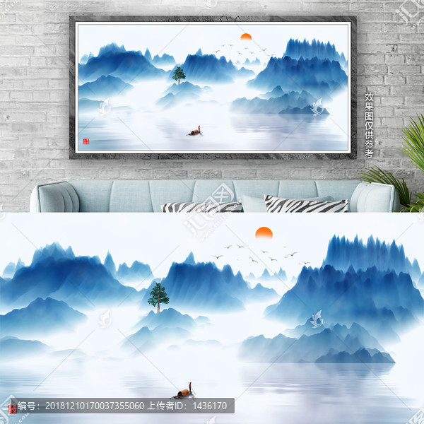 新中式抽象意境山水畫(huà)裝飾畫(huà)
