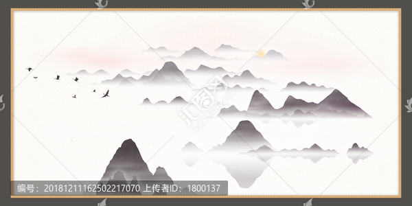 家庭高清背景畫山峰水墨畫