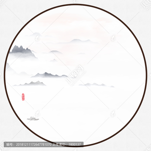 大廳江南風(fēng)壁畫(huà)山峰水墨畫(huà)