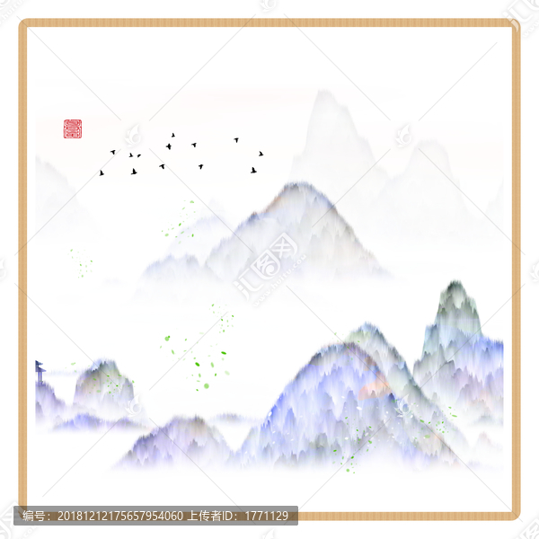 意境水墨水彩無(wú)框畫(huà)