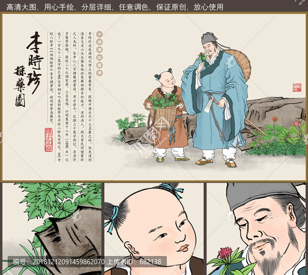 古代醫(yī)學(xué)家李時珍采藥圖