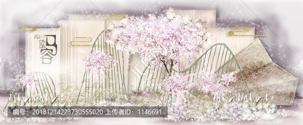 粉色新中式婚禮效果圖