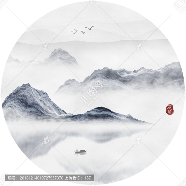 新中式意境水墨山水畫裝飾畫