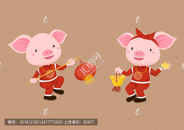 新年版卡通小豬