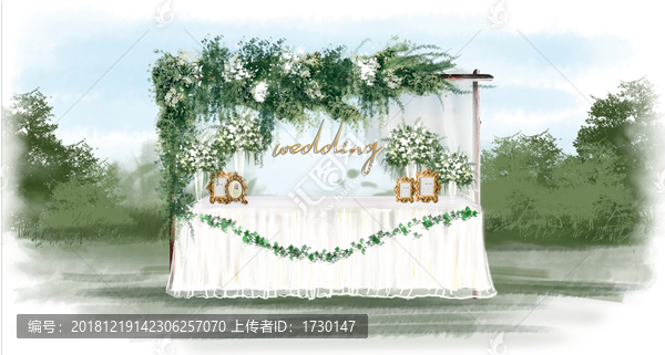 小清新戶外白綠婚禮效果圖