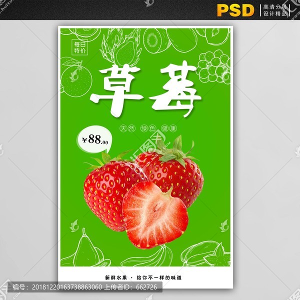 水果店促銷海報(bào)草莓每日特價(jià)