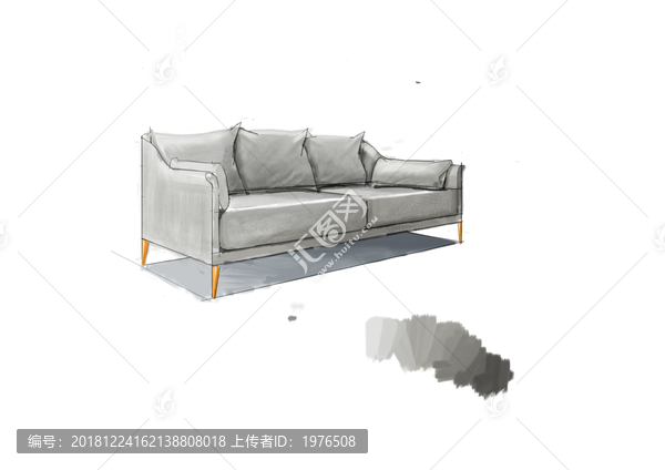 手绘家具设计沙发单体草图