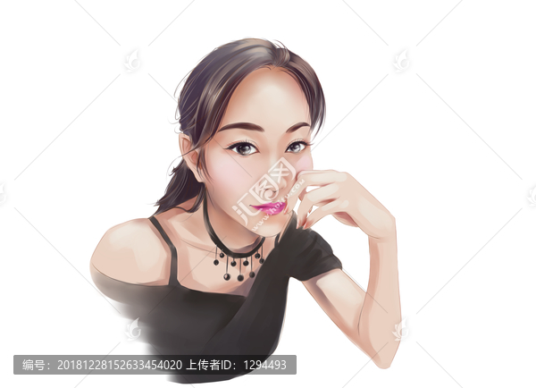 單手拖臉的女孩