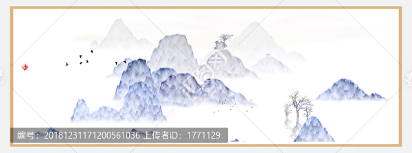 新中式抽象意境山水無框畫