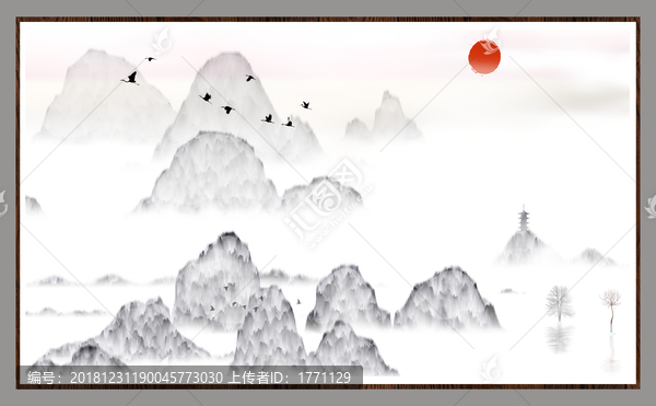 水墨山水無框畫