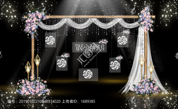 婚禮木藝拱門粉紫色婚禮效果圖