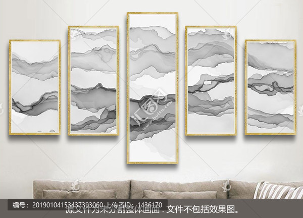 寫(xiě)意水墨山水屏風(fēng)裝飾畫(huà)