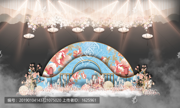 藍(lán)粉色中式婚禮