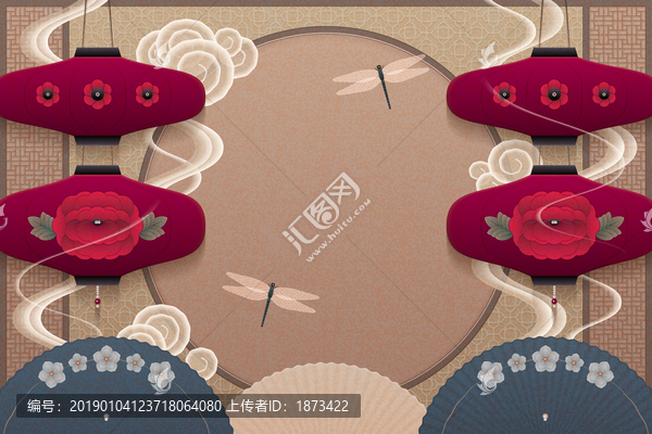 古典迎春春節(jié)賀卡背景設(shè)計(jì)模板